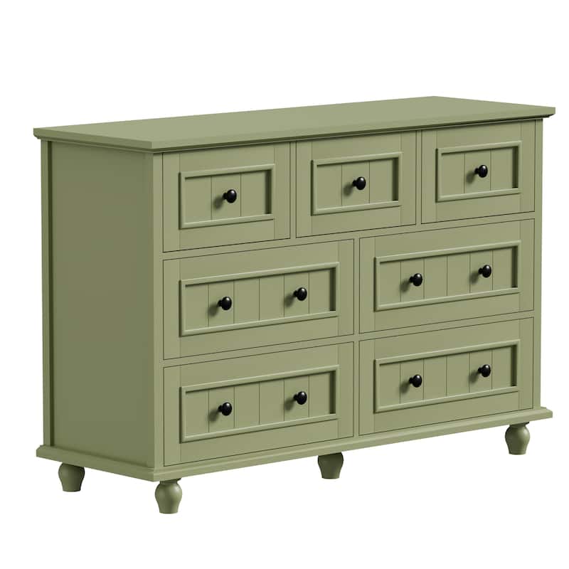 47"W Retro 7-Drawer Dresser Farmhouse Wood Dressers Chest of Drawers