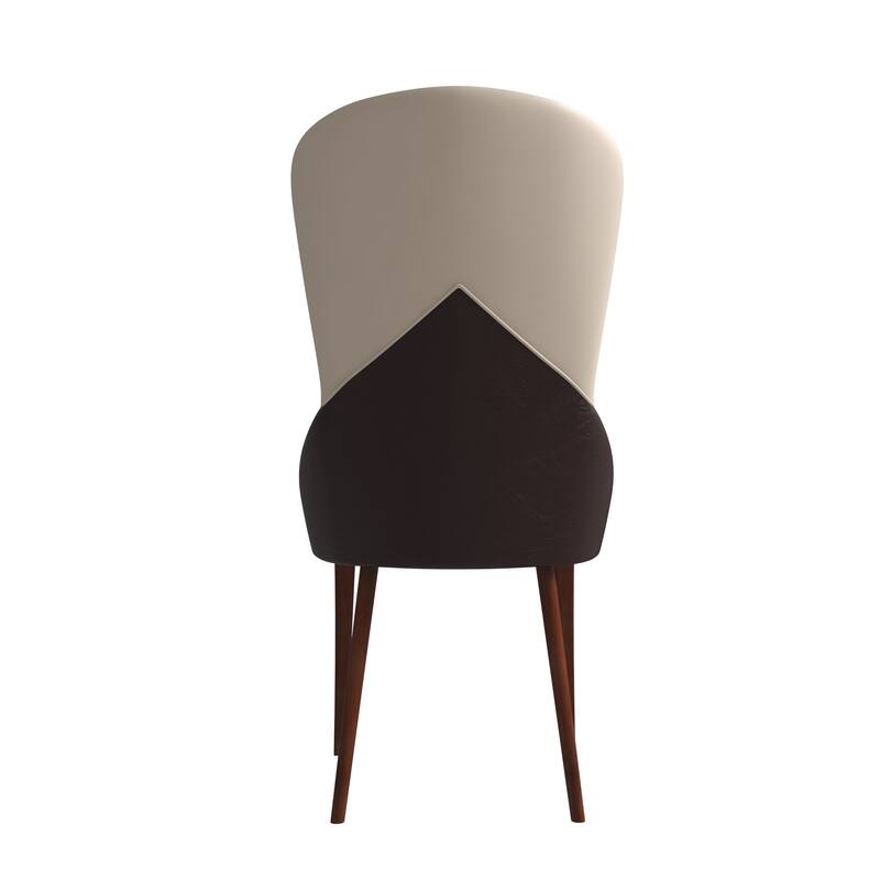 Havana Leather Upholstered Solid Wood Dining Chair Two-Tone Color Design