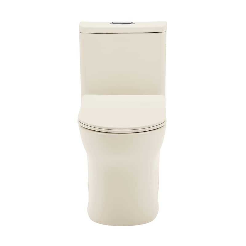 Bains One Piece Square Toilet Dual Flush 1.1/1.6 Gpf In Bisque - 26.55" x 15.4" 29.7" - 26.55" x 15.4" 29.7" - Bisque