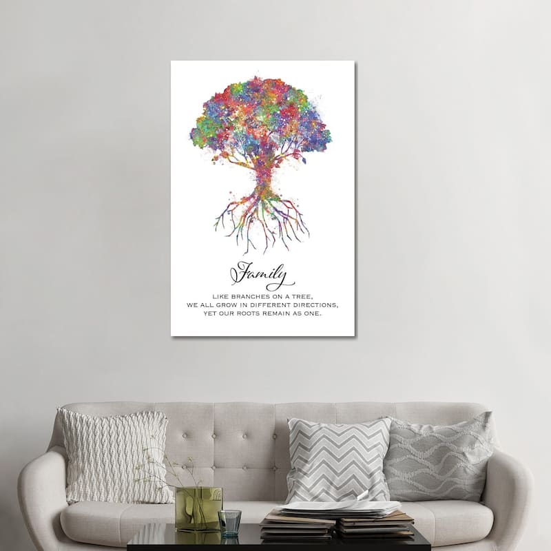 iCanvas "Trees Family Quote" by Genefy Art Canvas Print - 48x32x1.5
