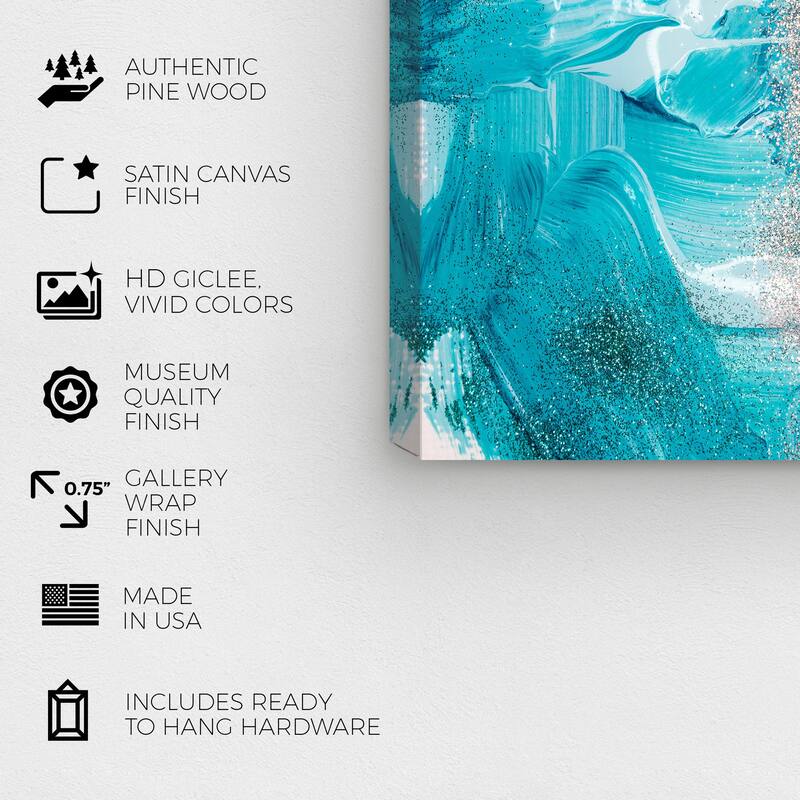 Wynwood Studio Canvas Abstract After Hours Aqua Blue and Turquoise Modern & Contemporary Wall Art Canvas Print