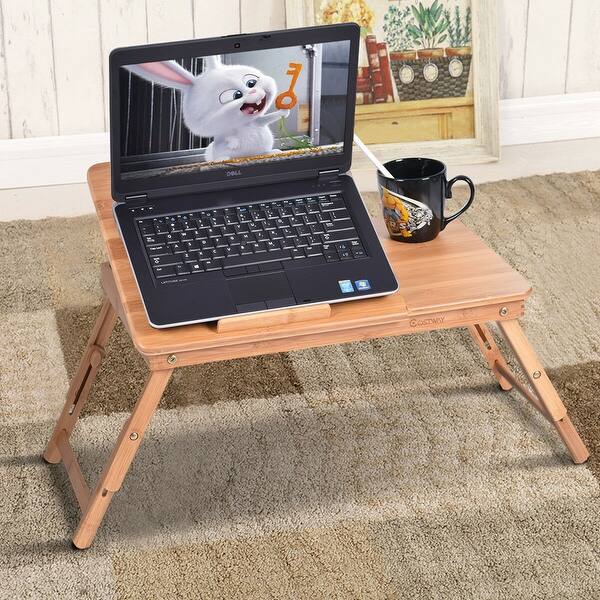 Shop Costway Portable Bamboo Laptop Desk Table Folding Breakfast