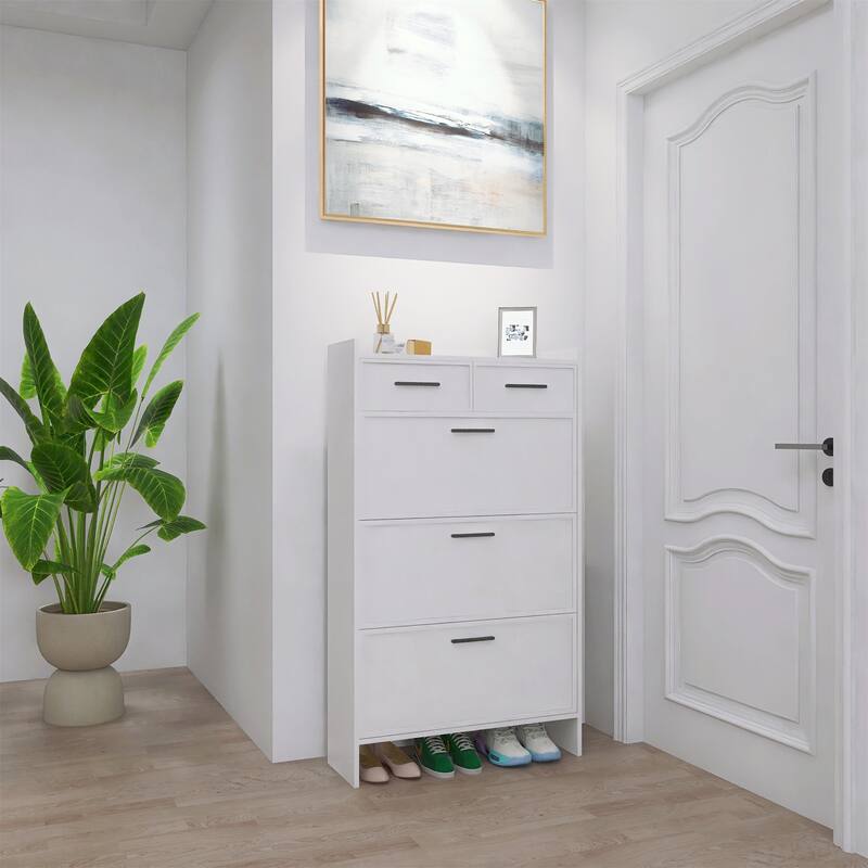 3 Doors Shoe Cabinet With 2 Drawers With Open Space