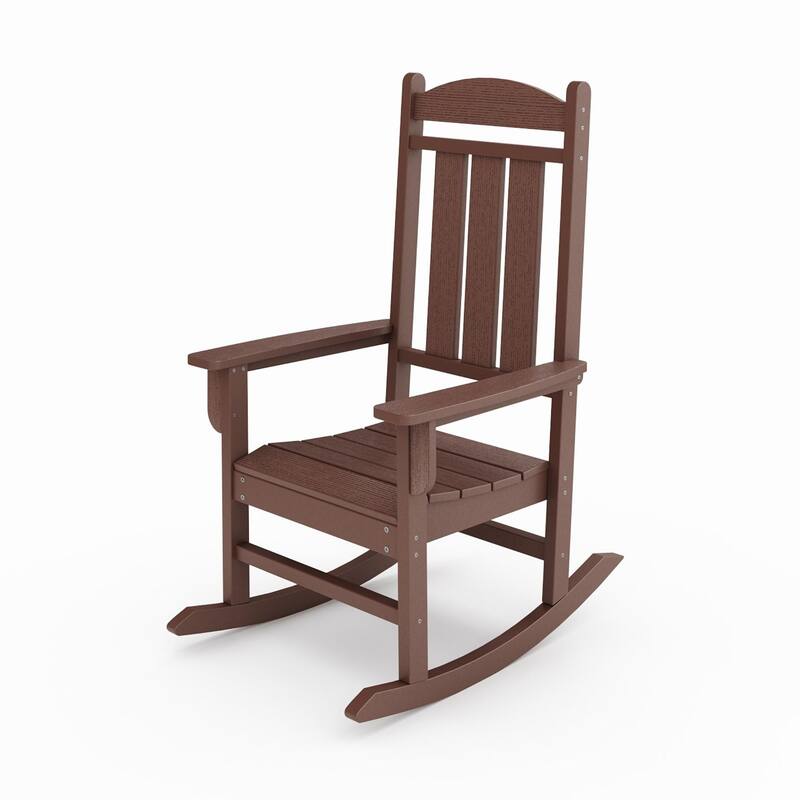 Pecan Traditional Porch Rocker - Classic Hdpe Poly Lumber For Porch (Excluding the table)