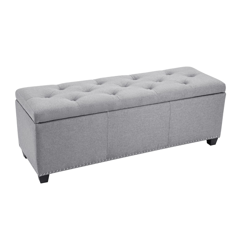 Porthos Home Hekla Fabric Upholstered Flip Top Storage Ottoman Bench - Grey