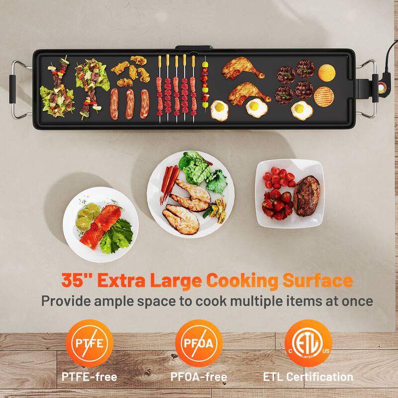 Gymax 35'' Extra Large Electric Griddle w/ Adjustable Temperature