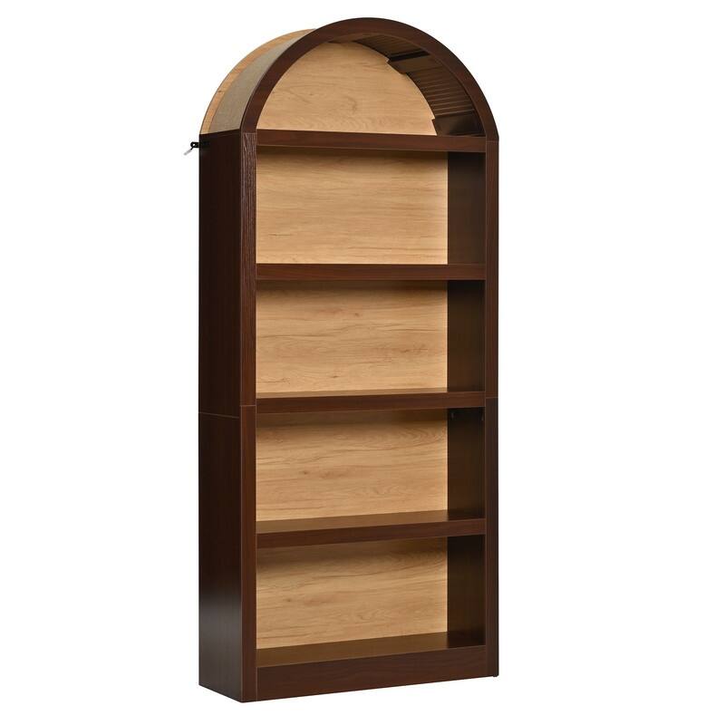 Farmhouse 68.8" Tall Freestanding Bookshelves Set of 2, 5-Tier Display Bookcase Arched Top for Living Room, Bedroom, Home Office