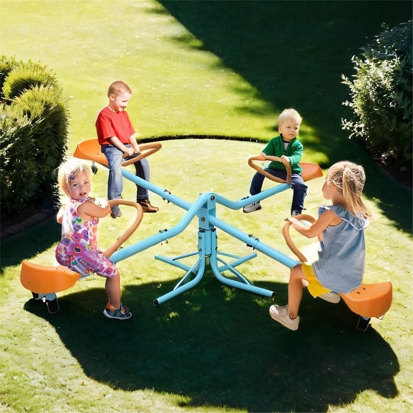 slide 2 of 9, Outdoor Kids Spinning Seesaw, Teeter-Totter, Outdoor Patio Equipment See Saw