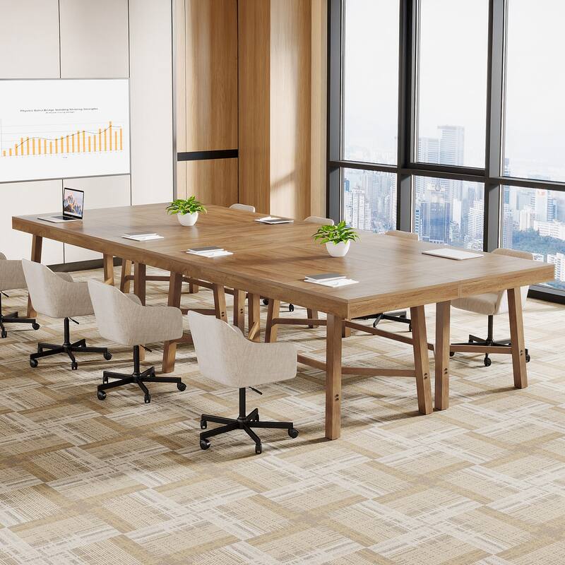 70.8-Inch Executive Desk, Large Computer Desk for Home Office, Modern Style, Oak