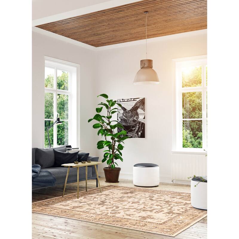 ECARPETGALLERY Hand-knotted Jules Serapi Ivory Wool Rug - 8'2 x 9'11