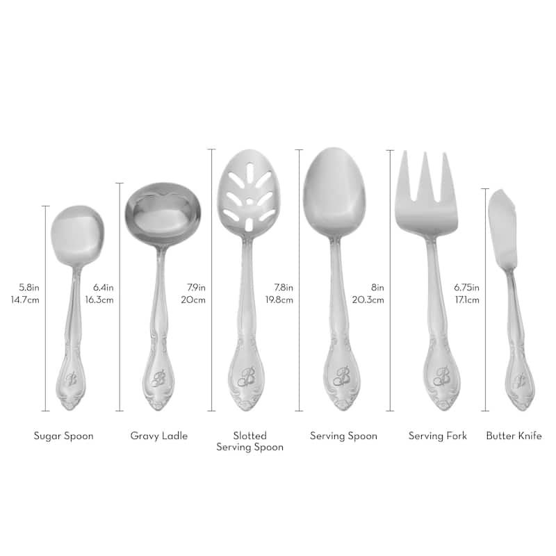 RiverRidge Rose Flatware 46-Piece Monogrammed and Non-Monogrammed Stainless Steel Silverware Set for 8
