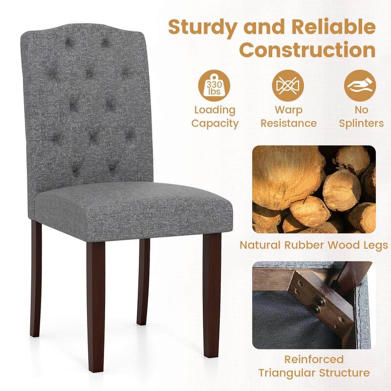 Costway Wooden Dining Chair Set of 2 with Rubber Wood Legs Padded Seat - See Details