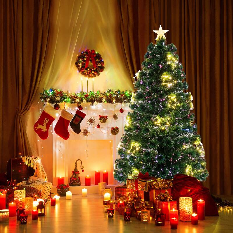 Costway 4/5/6/7 FT Artificial Xmas Tree with 130/170/230/270 Branch