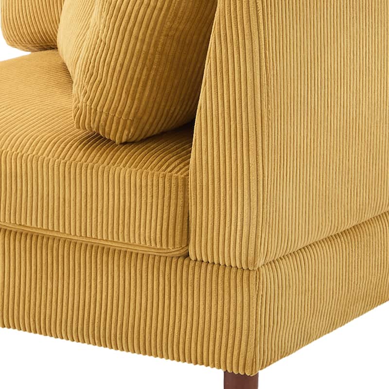 Corduroy Accent Chair with Ottoman Modular Couch Sectional Sofa