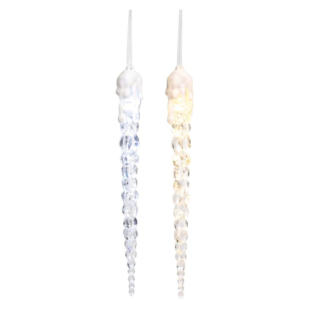 Transpac Large Acrylic Light Up Icicle Ornament Set of 2 Christmas Home Decorations - Multicolor