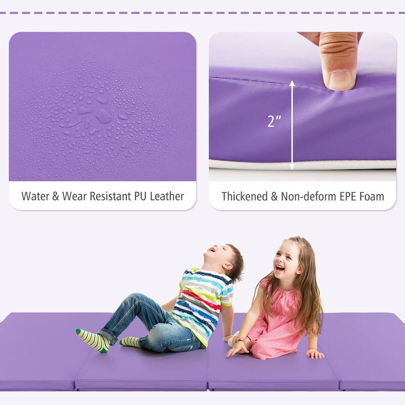 Gymax 8' x 4' x 2'' Folding Gymnastics Mat Tumbling Exercise PU