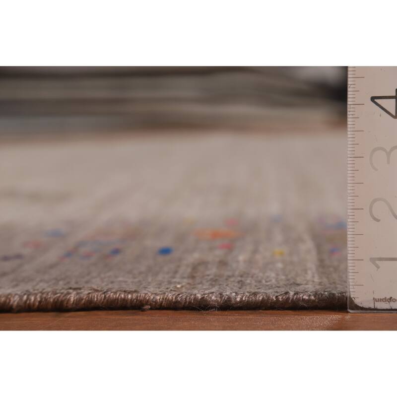 Brown Gabbeh Oriental Area Rug Handmade Silk Carpet - 8'10" x 11'9"