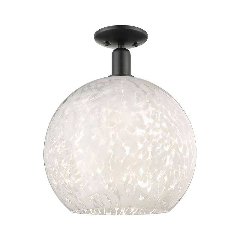 Innovations Lighting Endless Possibilities Arcadia - White Mouchette - 1 Light 14" Semi-Flush Mount - Matte Black