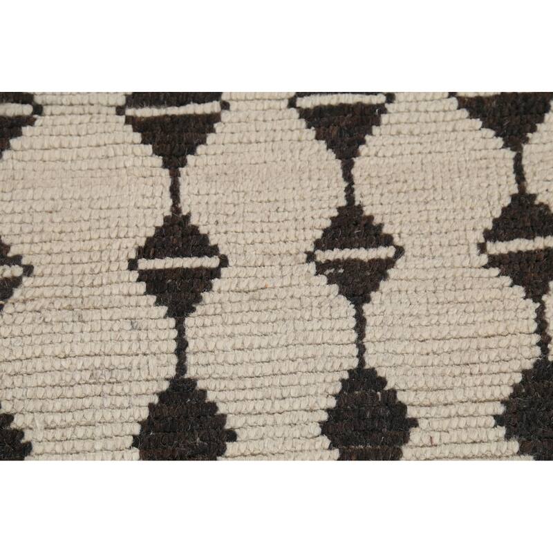 Trellis Moroccan Area Rug Hand-Knotted Wool Carpet - 7'11"x 10'9"