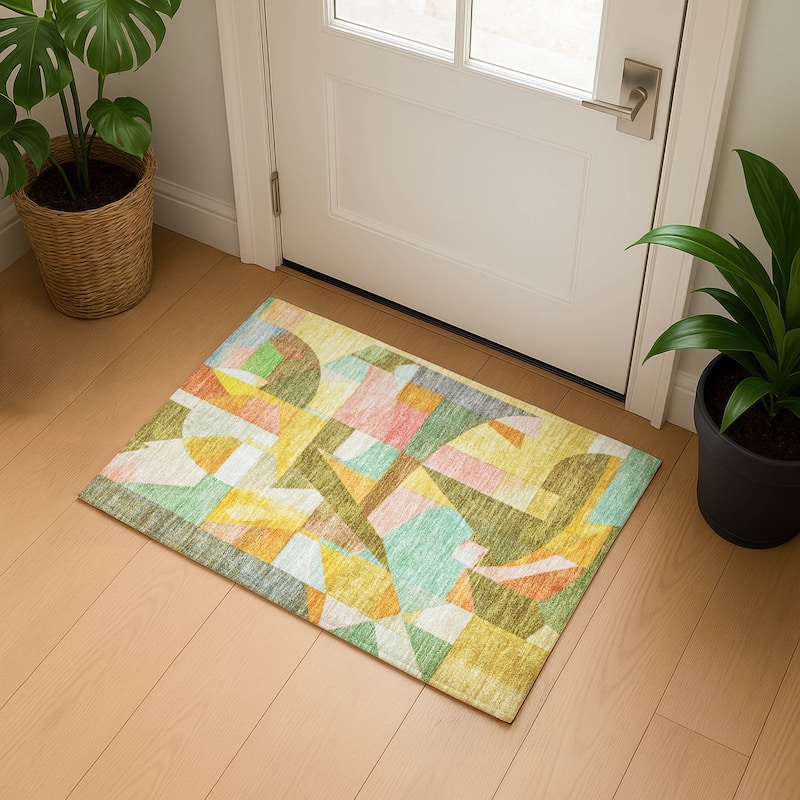 Premium Washable Super Soft Contemporary Mayfield Rug - Wheat - 1'8" x 2'6"