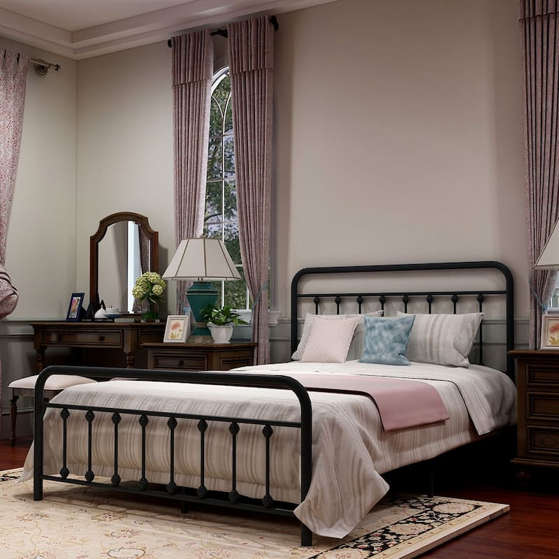 Goutwel Metal Bed Frame Victorian Vintage Style Headboard and Footboard