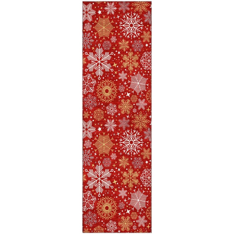 Premium Washable Super Soft Winter Snowflake Mayfield Rug