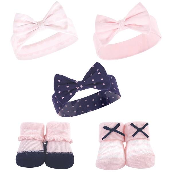 slide 1 of 1, Hudson Baby Infant Girl Headband and Socks Set 5pk, Pink Polka Dot, 0-9 Months - Pink Polka Dot Pink Polka Dot - 0-9 Months