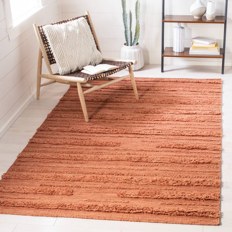 SAFAVIEH Handmade Vermont Kami Wool Rug - 4' x 6' - Rust/Orange