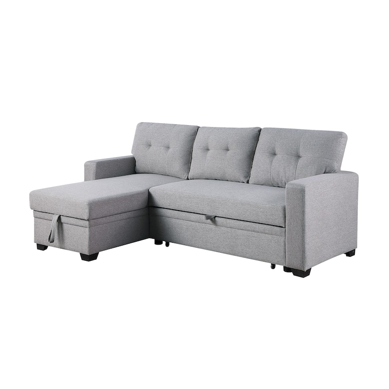 Upholstered Pull Out Sectional Sofa With Chaise For Living Room