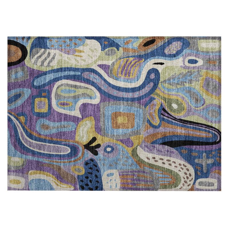 Machine Washable Indoor/ Outdoor Modern Picasy Chantille Rug
