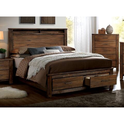 Furniture of America Llewella Eastern King Antique Oak 2-piece Bed Set