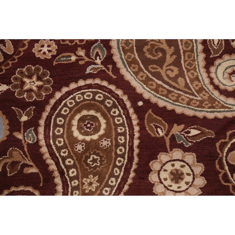 Floral Paisley Oriental Red Wool Area Rug Hand-tufted Office Carpet - 5'0" x 8'0"