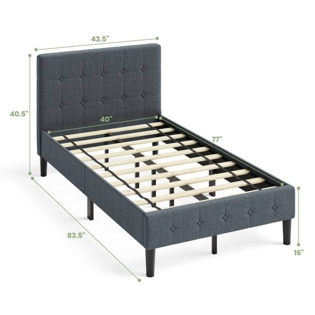 Platform Bed with Button Tufted Headboard