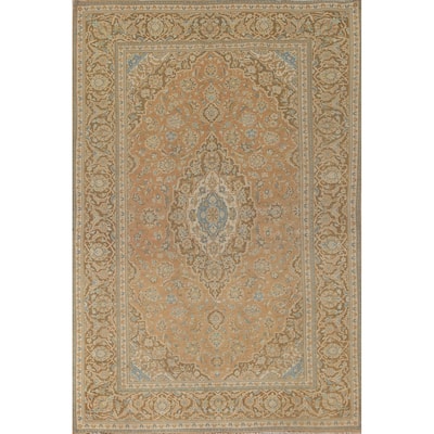 Traditional Kashan Persian Vintage Rug Handmade Wool Carpet - 6'6"x 9'6"