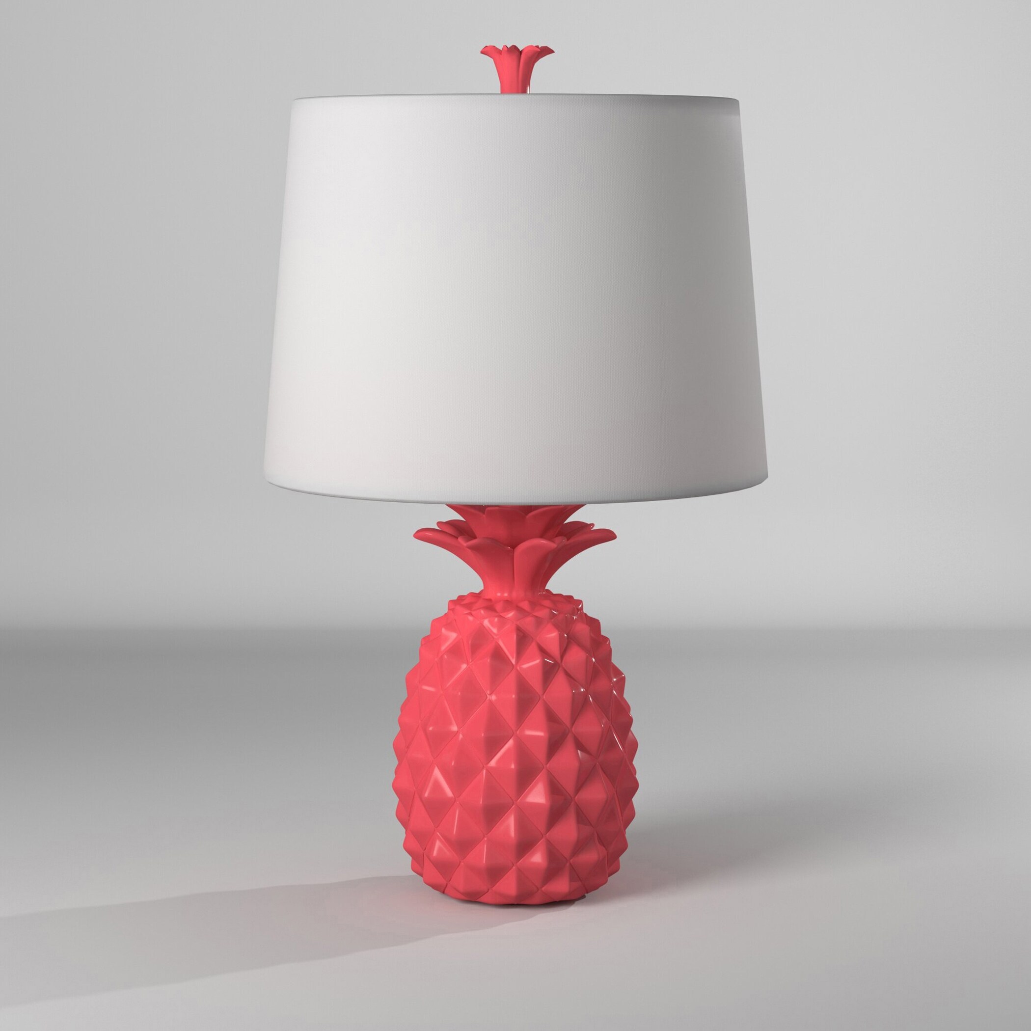 The Curated Nomad Pink Pineapple Table Lamp with White Drum Shade