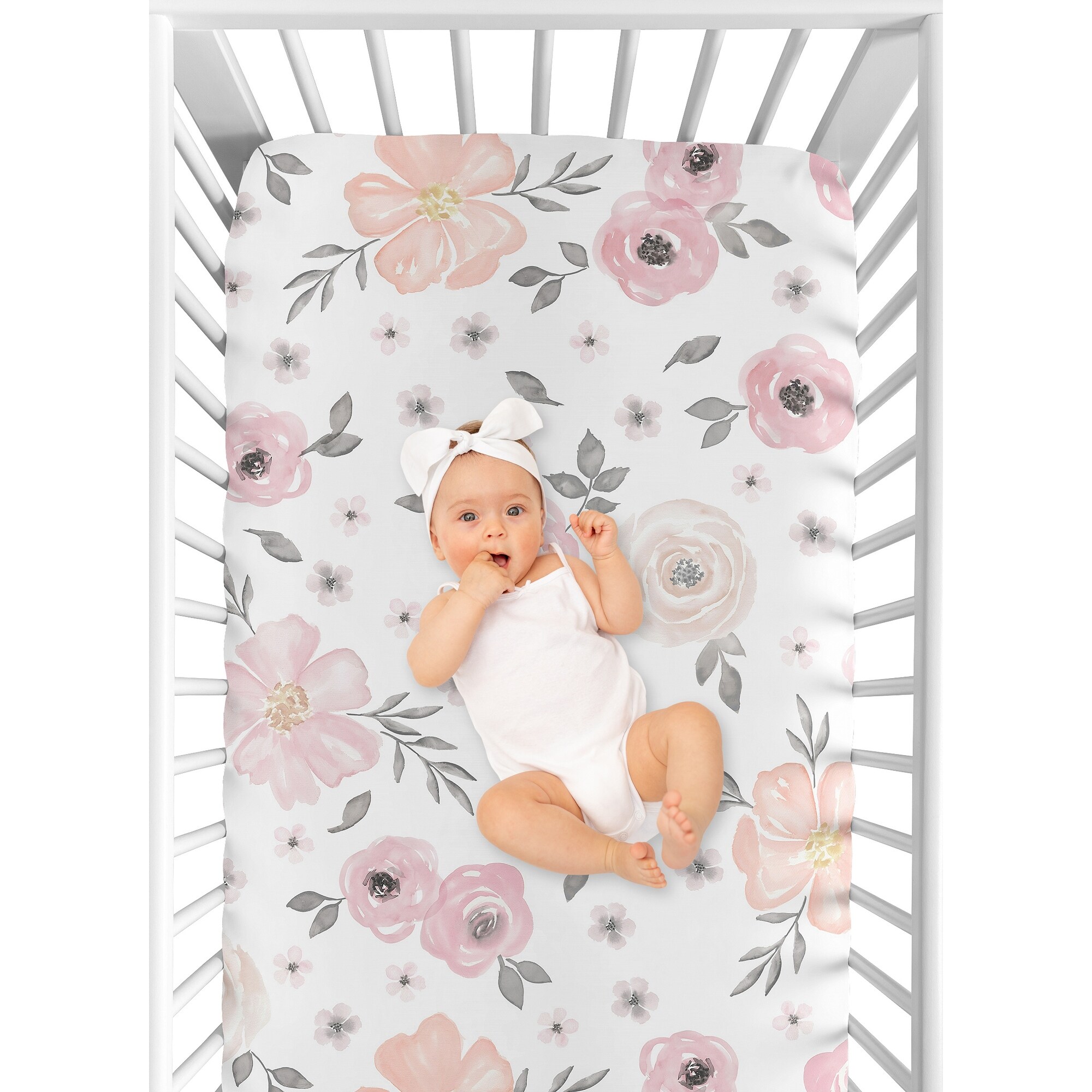 Sweet jojo watercolor floral crib bedding outlet