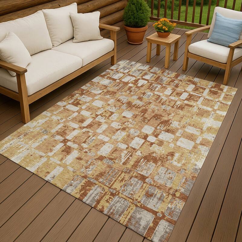 Machine Washable Indoor/ Outdoor Casual Foxfield Chantille Rug - Copper - 8' x 10'