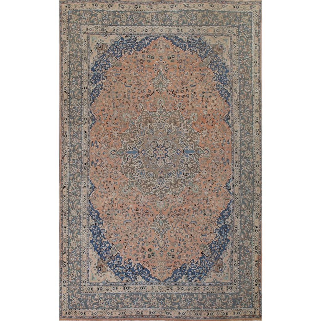 Mashad Persian Vintage Area Rug Living Room Handmade Wool Carpet - 9'6" x 13'3"