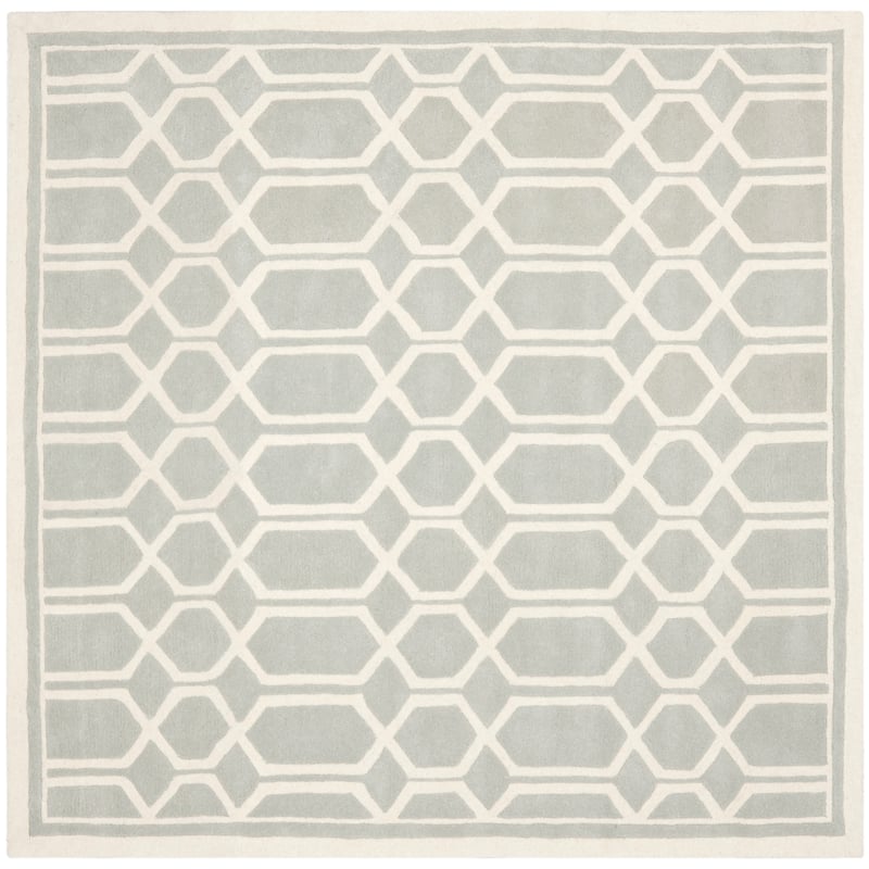 SAFAVIEH Handmade Chatham Pareshka Modern Moroccan Wool Rug - 7' Square - Grey/Ivory