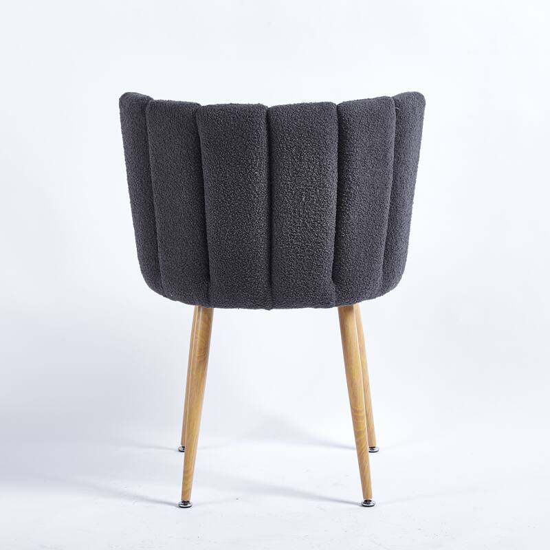 Fabric Dining Chairs Set of 2, Ergonomic Upholstered Kitchen Side Chairs, Accent Chairs with Curved Backrest & Metal Legs