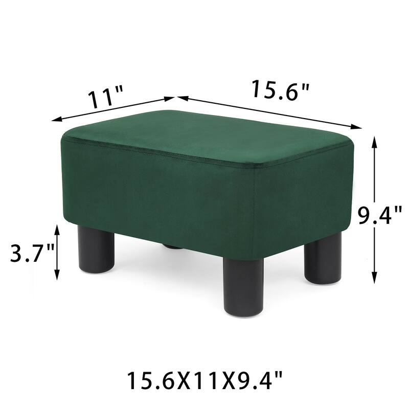 Adeco Footstool Ottoman Fabric Footrest Modern Rectangular Stool