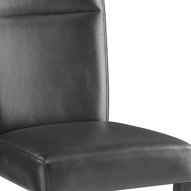 HomeRoots Set of Two Charcoal and Black Faux Leather And Wood Dining Side Chairs - 19.50 in. x 38.25 in. x 25.25 in.
