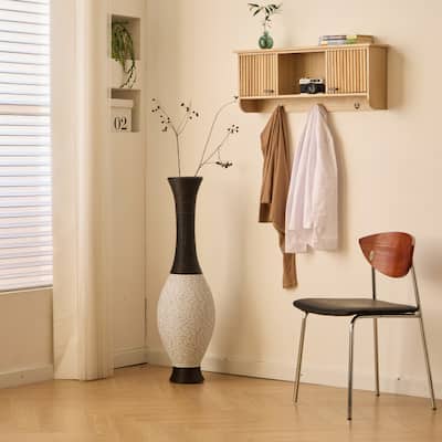 39" Tall Standing Designer Durable Artificial Rattan Floor Vase