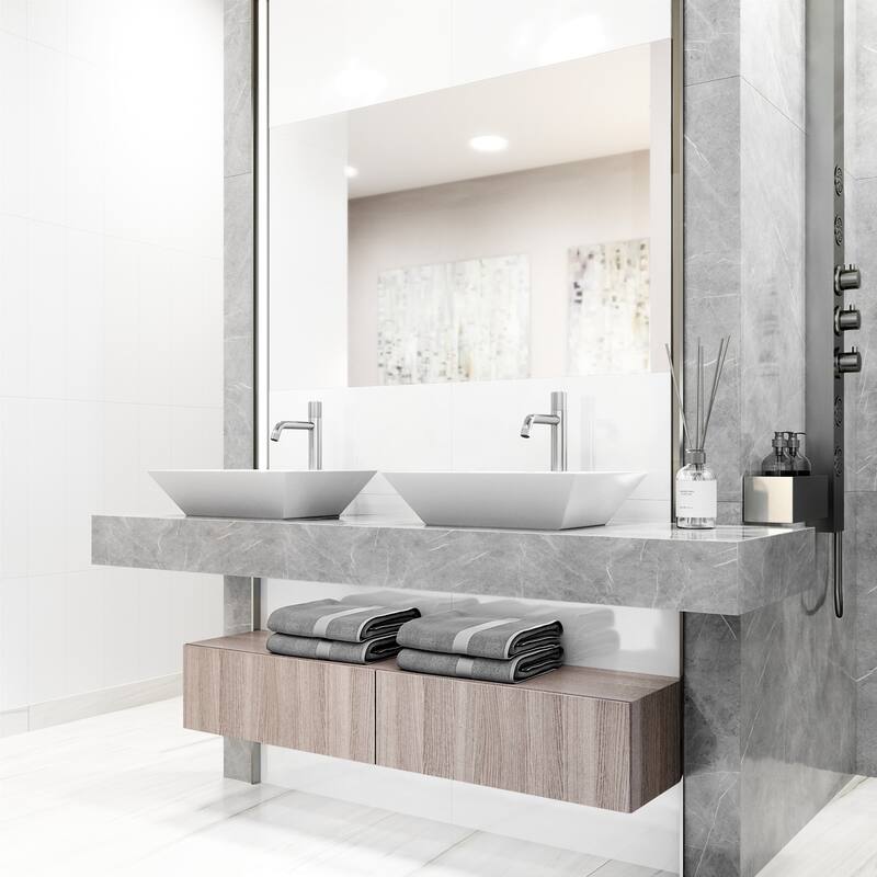 VIGO Vinca 18"L x 14"W MatteStone Vessel Sink and Apollo 12"H Faucet Set