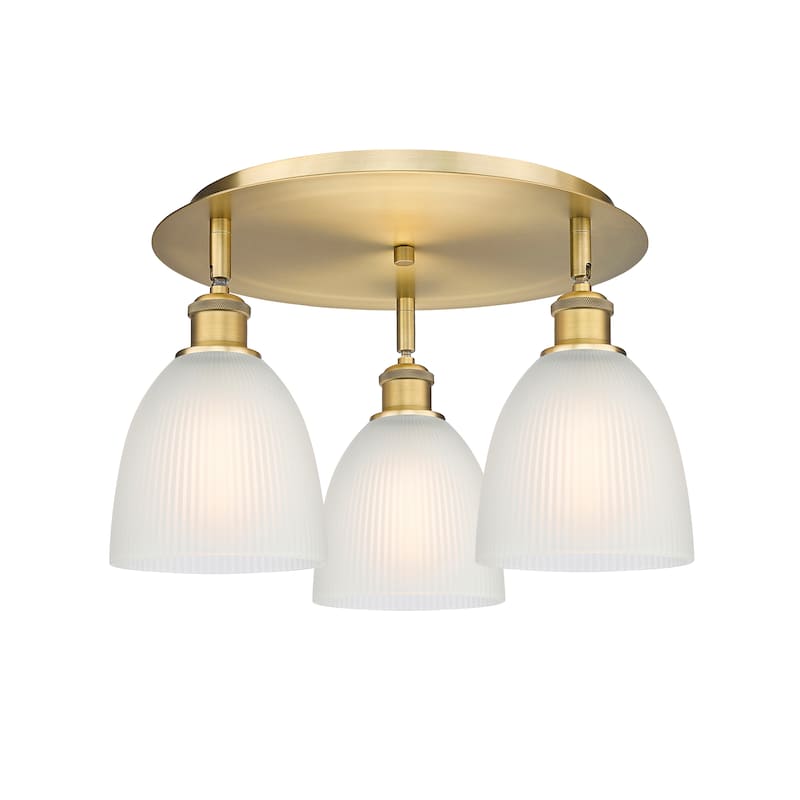 Innovations Lighting Castile - 3 Light 18" Flush Mount - Brushed Brass/White