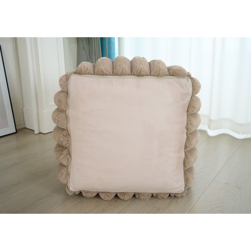 Madrid Collection Ultra Soft Ribbed Faux Fur Indoor Pouf
