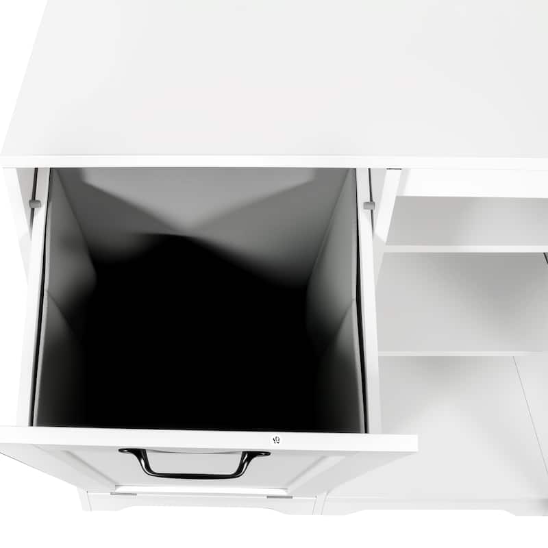 Freestanding Laundry Cabinet with Tilt-Out Laundry Hamper, Adjustable Shelf, 3 Shelves for Storage