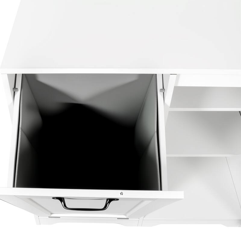 Laundry Cabinet with Doors and shelf, Tilt-Out Laundry Hamper, Freestanding Style,Adjustable Shelf,White