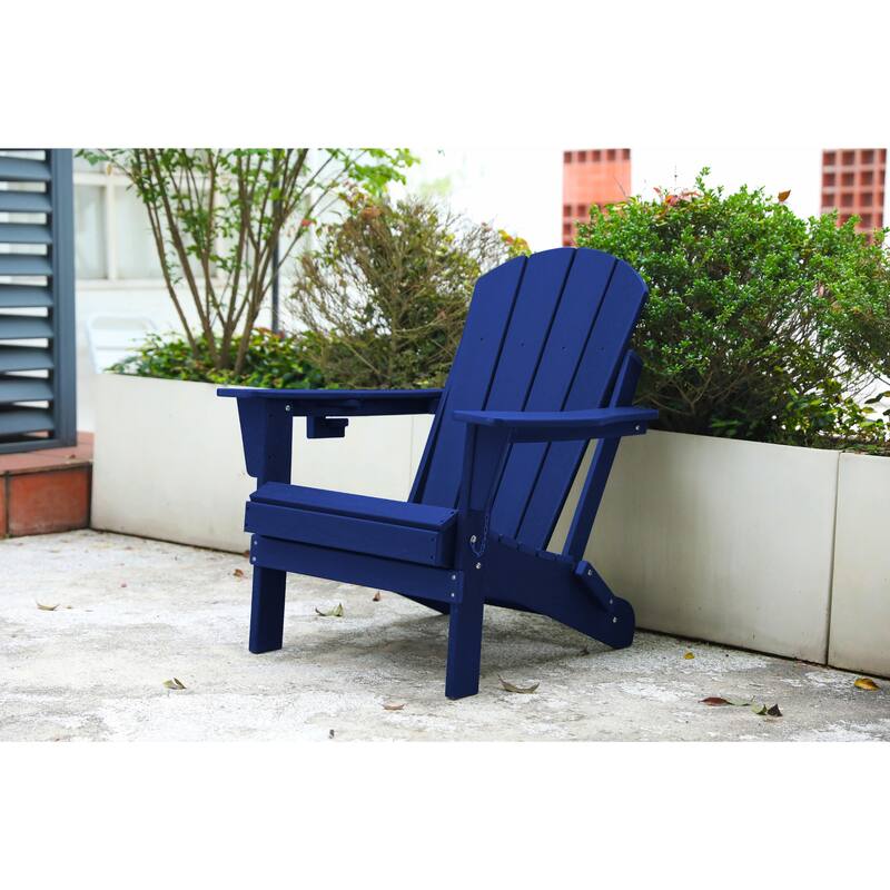 Folding Adirondack Chair with Cup Holder - Weather-Resistant & Durable