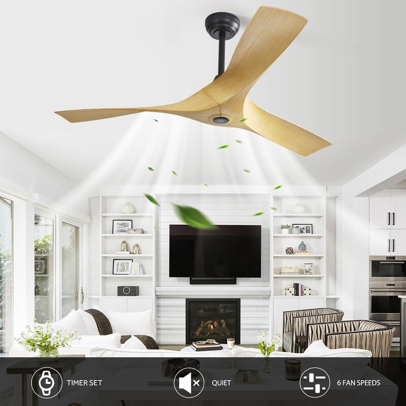 52'' Low Profile Ceiling Fan w/ Remote Control No Light Outdoor/Indoor Farmhouse Bedroom - 52 Inch
